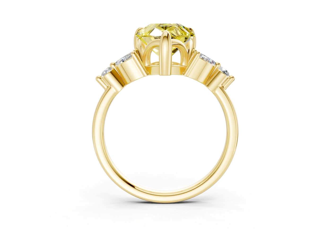 Elysium Yellow Diamond Accent Pear Cut 1.9mm Engagement Ring