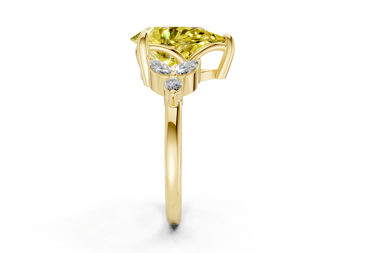 Elysium Yellow Diamond Accent Pear Cut 1.9mm Engagement Ring
