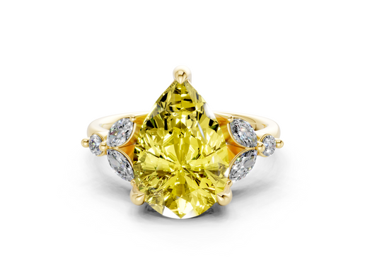 Elysium Yellow Diamond Accent Pear Cut 1.9mm Engagement Ring