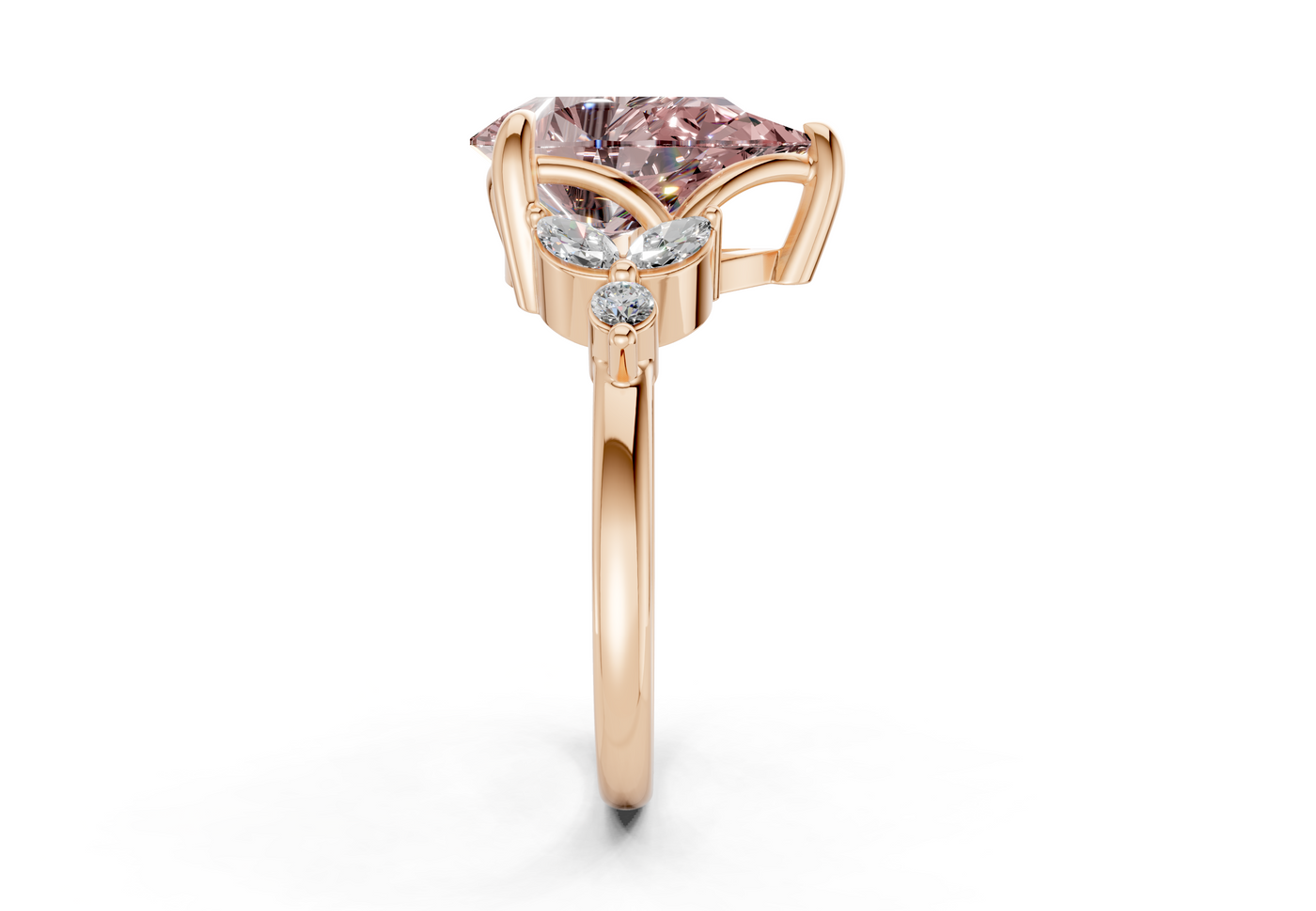 Elysium Pink Diamond Accent Pear Cut 1.9mm Engagement Ring
