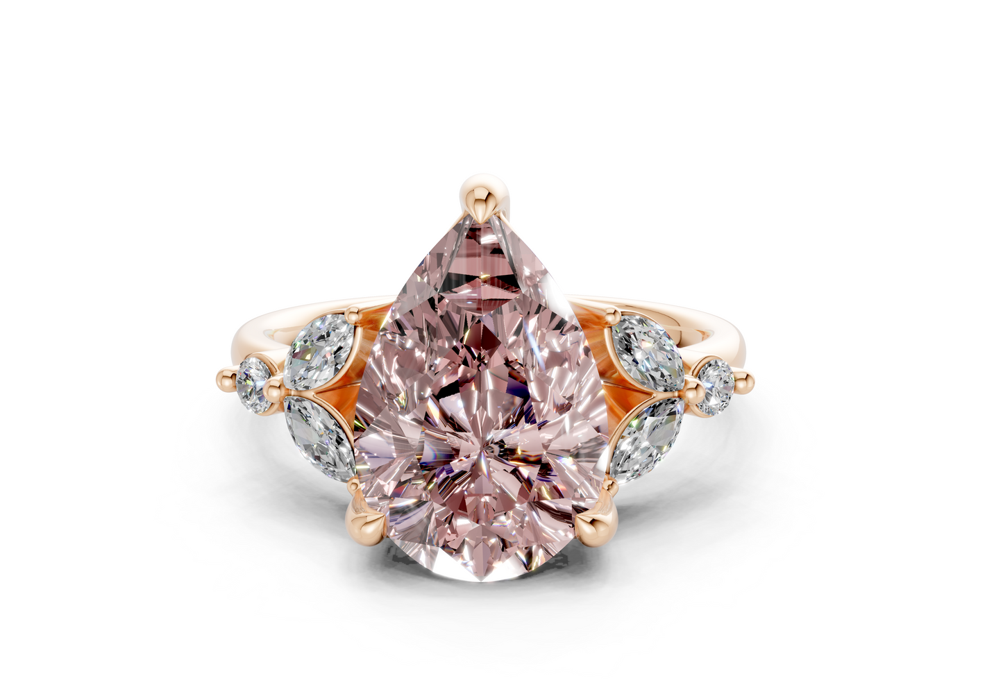 Elysium Pink Diamond Accent Pear Cut 1.9mm Engagement Ring