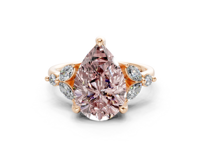 Elysium Pink Diamond Accent Pear Cut 1.9mm Engagement Ring