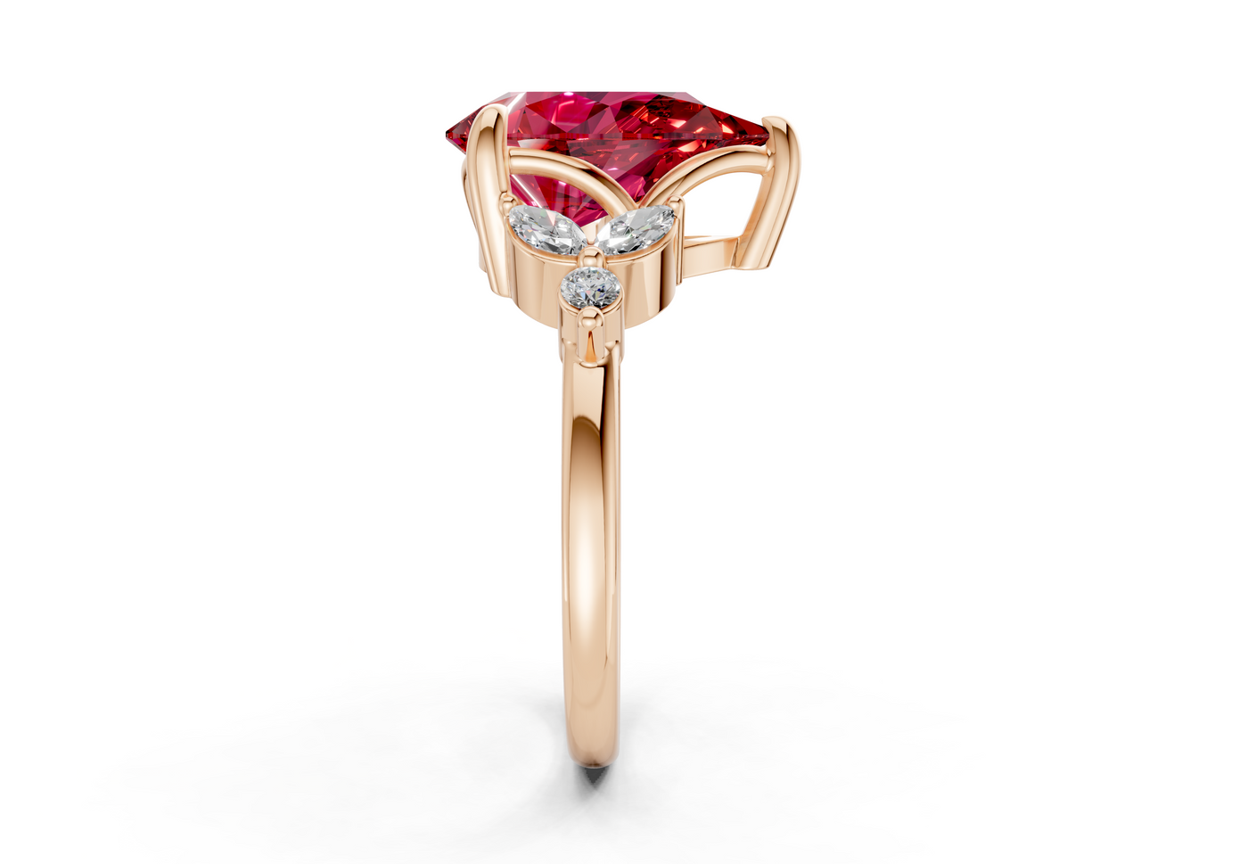 Elysium Ruby Gemstone Accent Pear Cut 1.9mm Engagement Ring