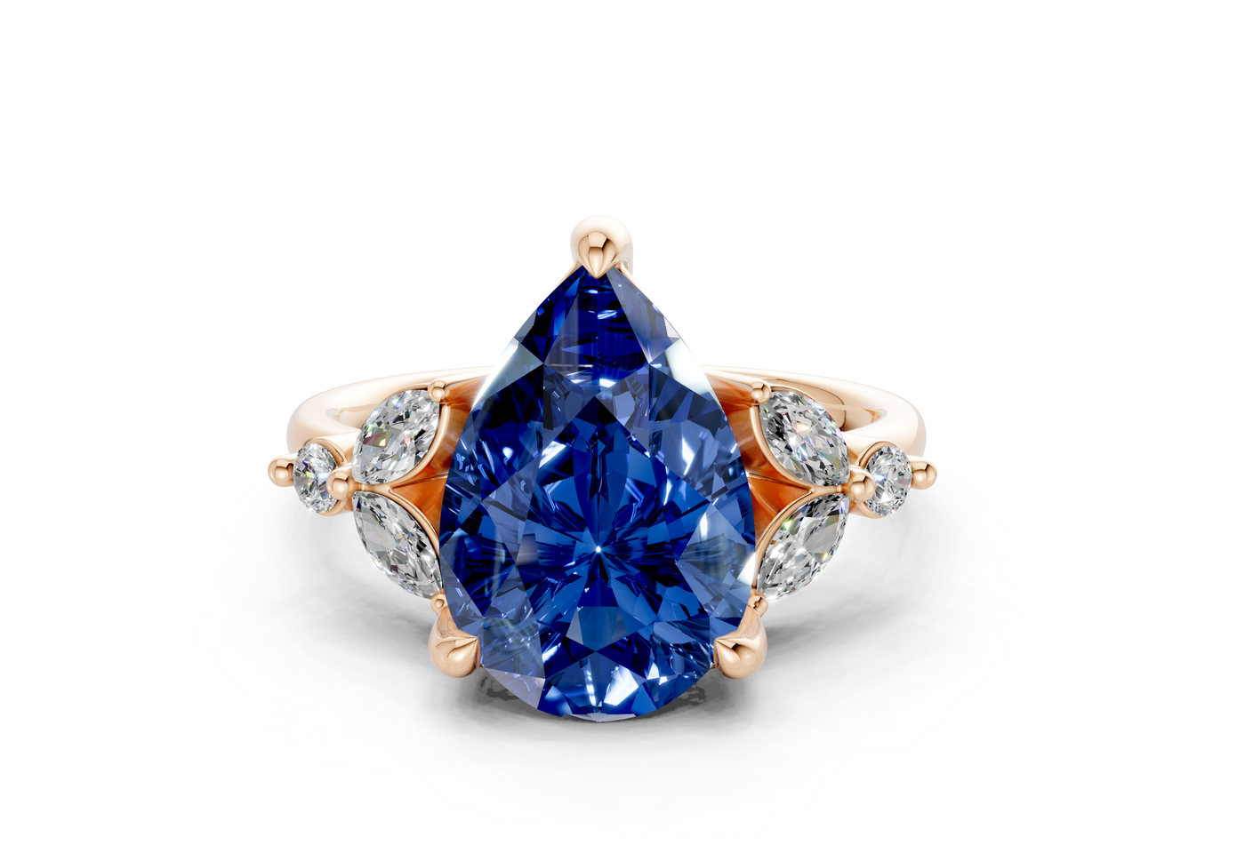 Elysium Sapphire Gemstone Accent Pear Cut 1.9mm Engagement Ring