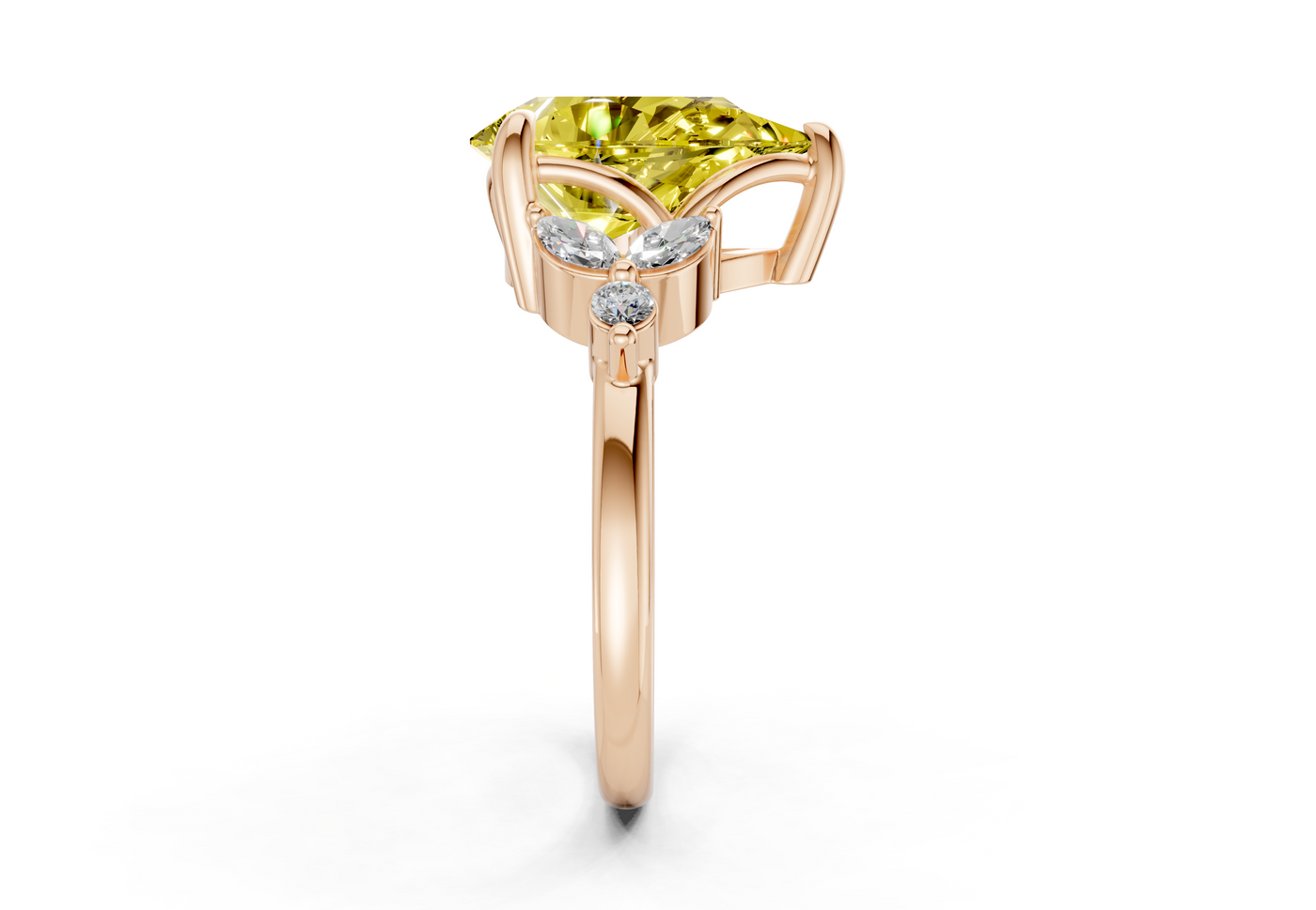 Elysium Yellow Diamond Accent Pear Cut 1.9mm Engagement Ring