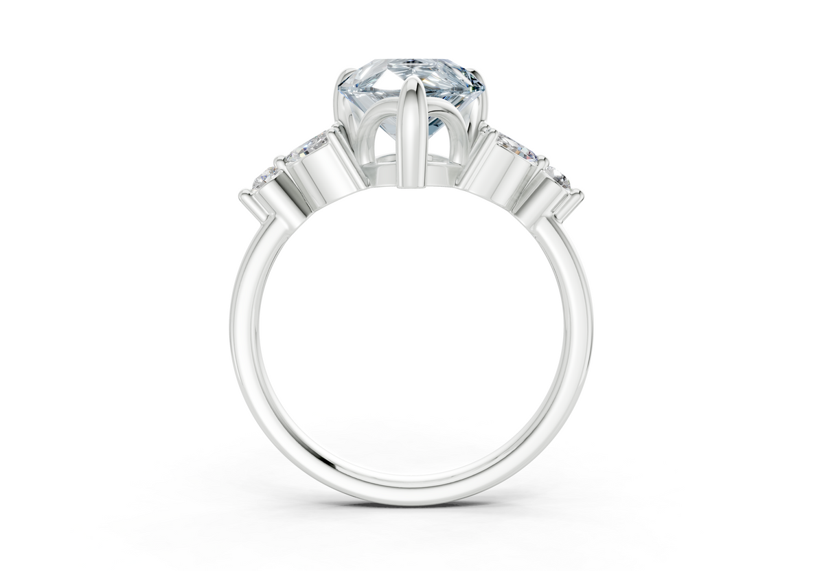 Elysium Blue Diamond Accent Pear Cut 1.9mm Engagement Ring