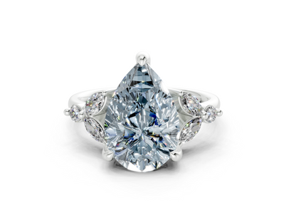 Elysium Blue Diamond Accent Pear Cut 1.9mm Engagement Ring