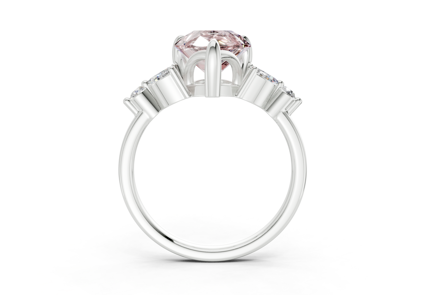 Elysium Pink Diamond Accent Pear Cut 1.9mm Engagement Ring