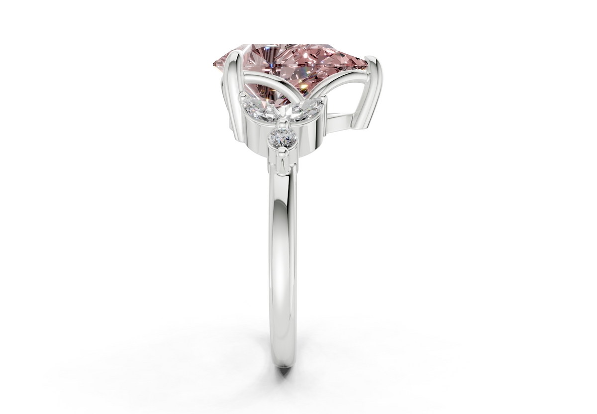 Elysium Pink Diamond Accent Pear Cut 1.9mm Engagement Ring