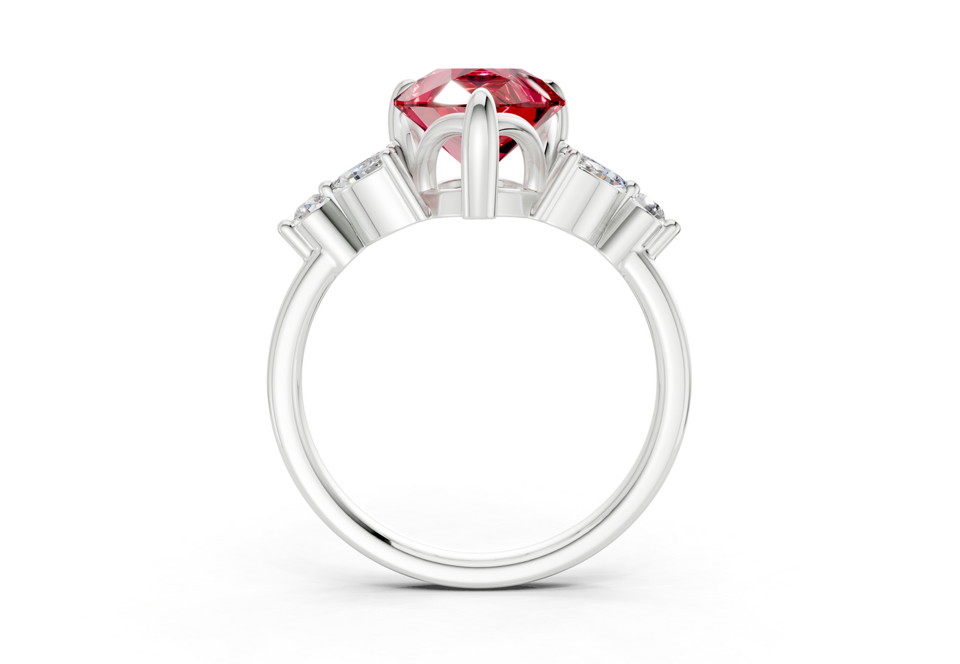Elysium Ruby Gemstone Accent Pear Cut 1.9mm Engagement Ring