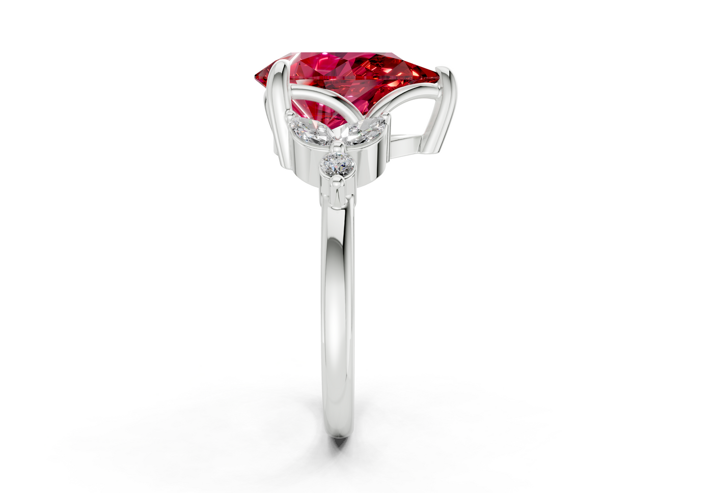 Elysium Ruby Gemstone Accent Pear Cut 1.9mm Engagement Ring