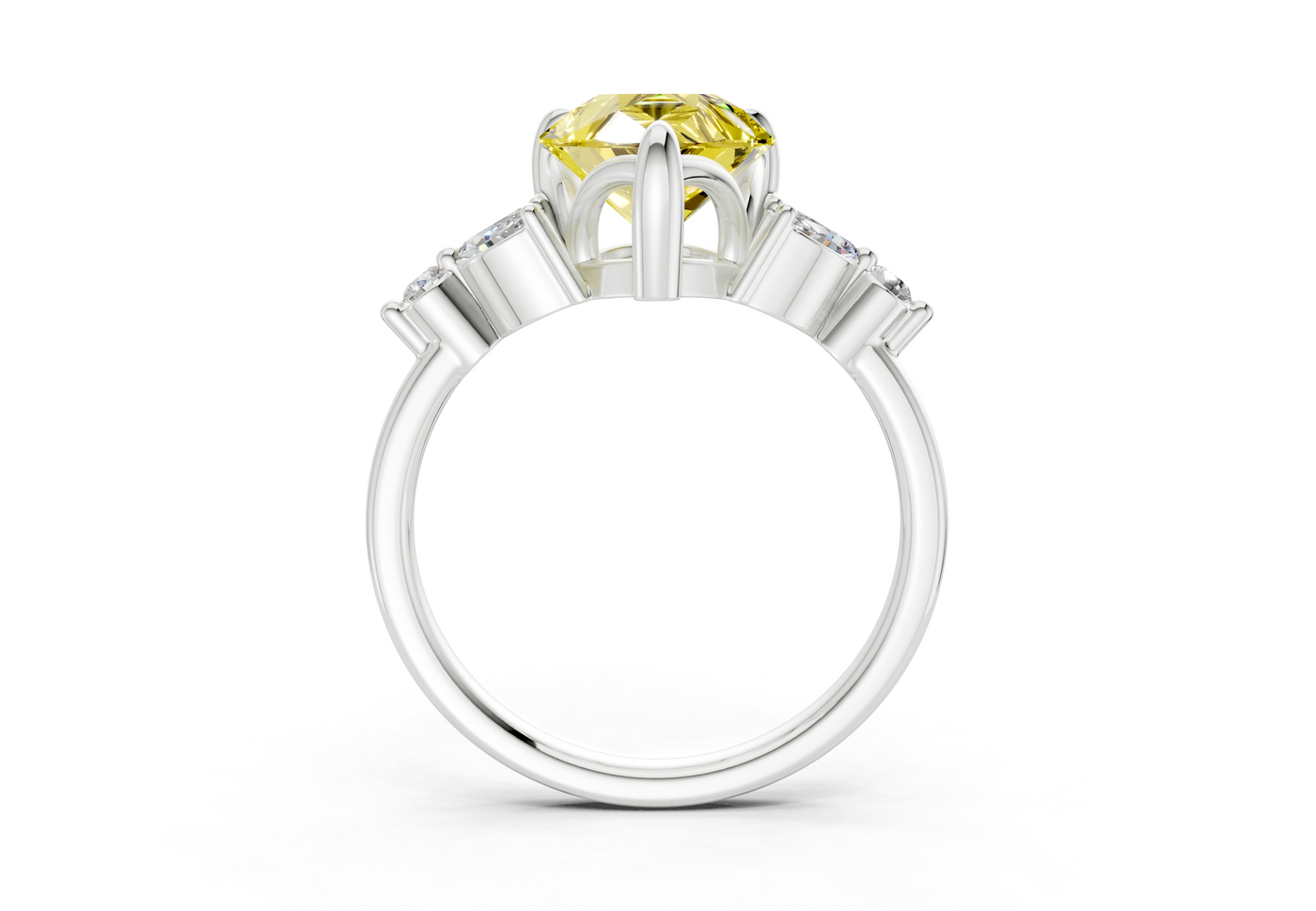 Elysium Yellow Diamond Accent Pear Cut 1.9mm Engagement Ring