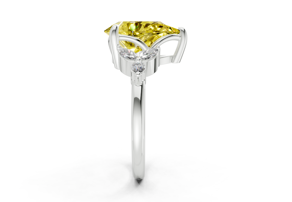 Elysium Yellow Diamond Accent Pear Cut 1.9mm Engagement Ring