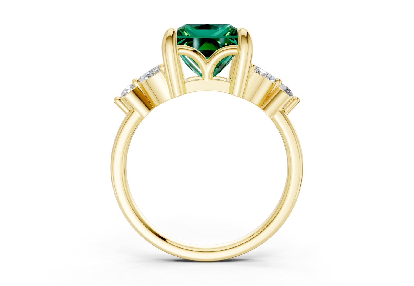 Elysium Emerald Gemstone Accent Princess Cut 1.9mm Engagement Ring