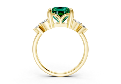 Elysium Emerald Gemstone Accent Princess Cut 1.9mm Engagement Ring