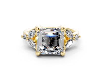 Elysium Emerald Gemstone Accent Princess Cut 1.9mm Engagement Ring