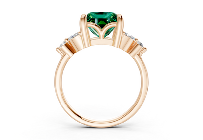 Elysium Emerald Gemstone Accent Princess Cut 1.9mm Engagement Ring