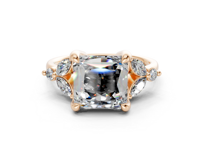 Elysium Emerald Gemstone Accent Princess Cut 1.9mm Engagement Ring