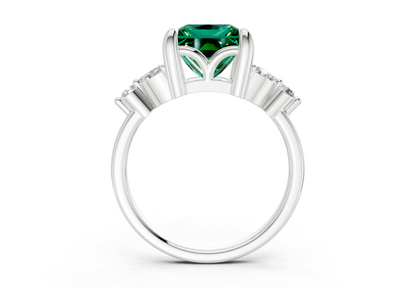 Elysium Emerald Gemstone Accent Princess Cut 1.9mm Engagement Ring