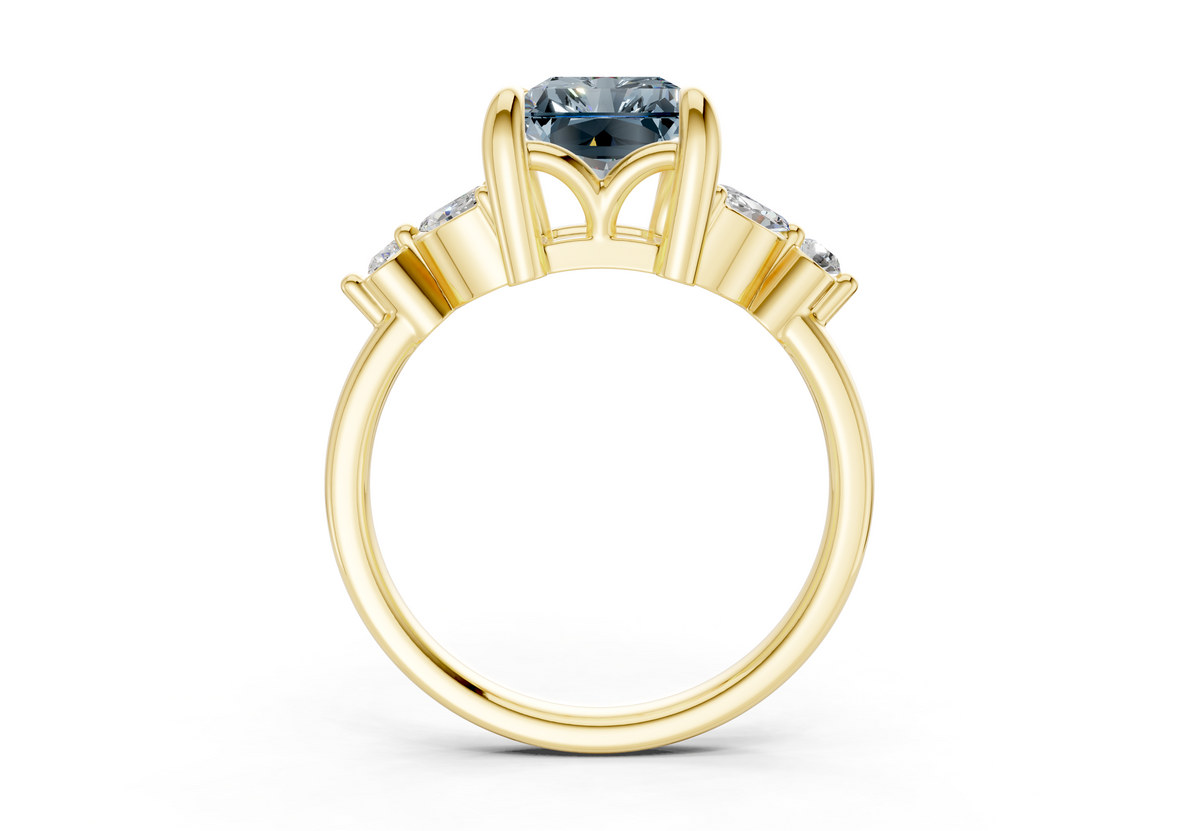 Elysium Blue Diamond Accent Radiant Cut 1.9mm Engagement Ring