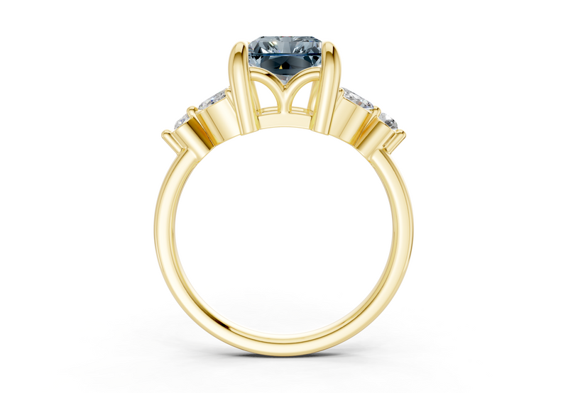 Elysium Blue Diamond Accent Radiant Cut 1.9mm Engagement Ring