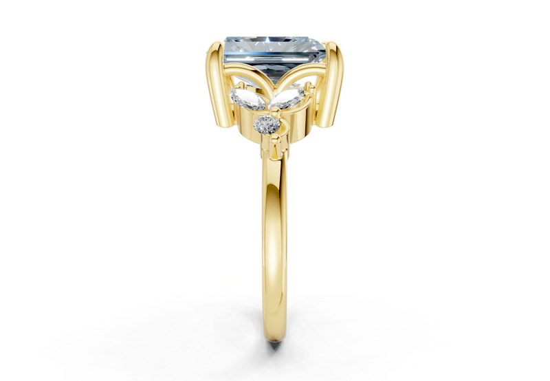 Elysium Blue Diamond Accent Radiant Cut 1.9mm Engagement Ring
