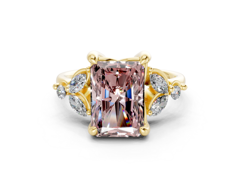 Elysium Pink Diamond Accent Radiant Cut 1.9mm Engagement Ring