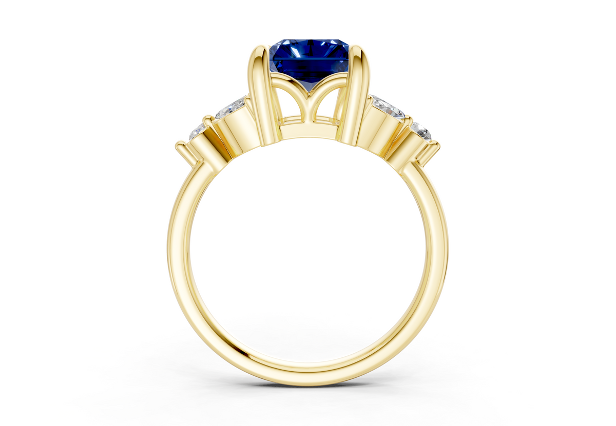 Elysium Sapphire Gemstone Accent Radiant Cut 1.9mm Engagement Ring