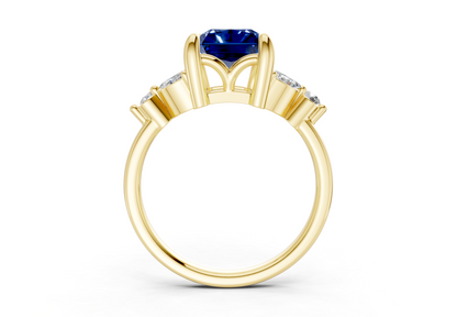 Elysium Sapphire Gemstone Accent Radiant Cut 1.9mm Engagement Ring