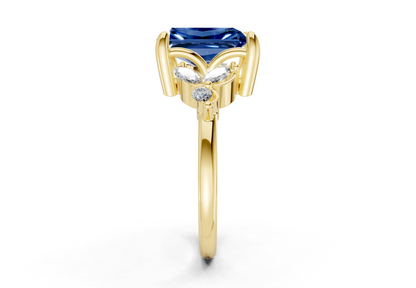 Elysium Sapphire Gemstone Accent Radiant Cut 1.9mm Engagement Ring