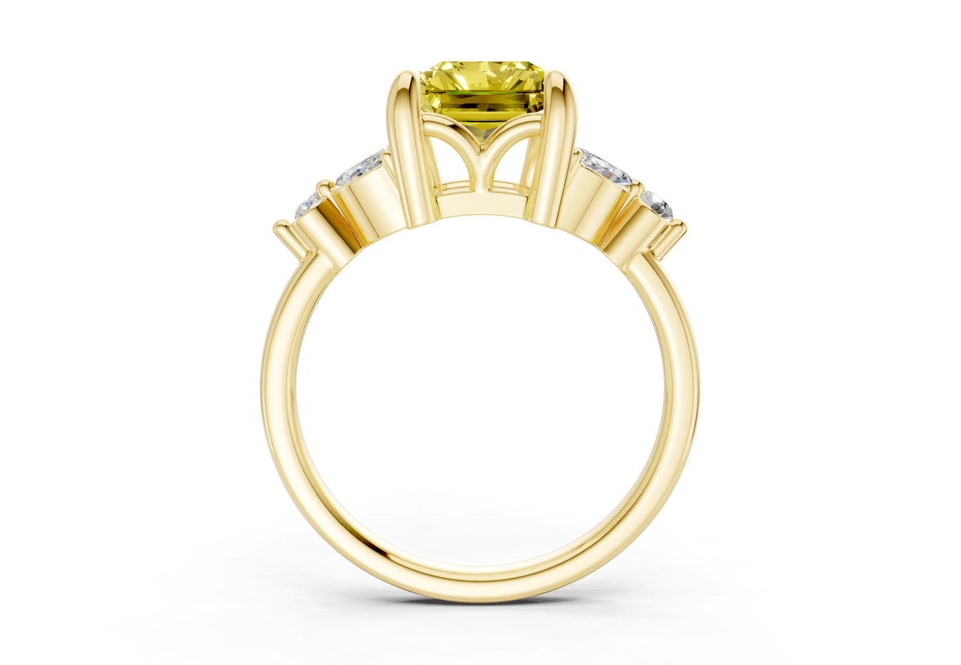 Elysium Yellow Diamond Accent Radiant Cut 1.9mm Engagement Ring