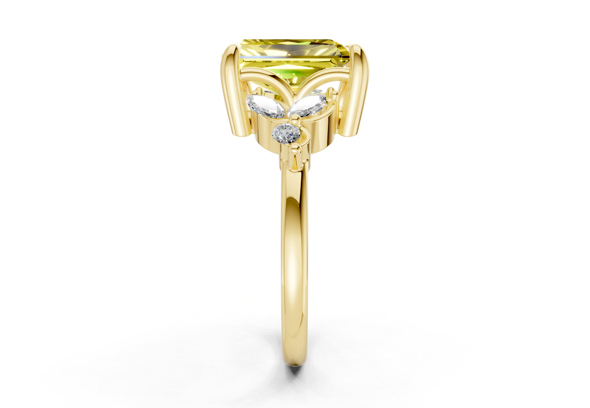 Elysium Yellow Diamond Accent Radiant Cut 1.9mm Engagement Ring