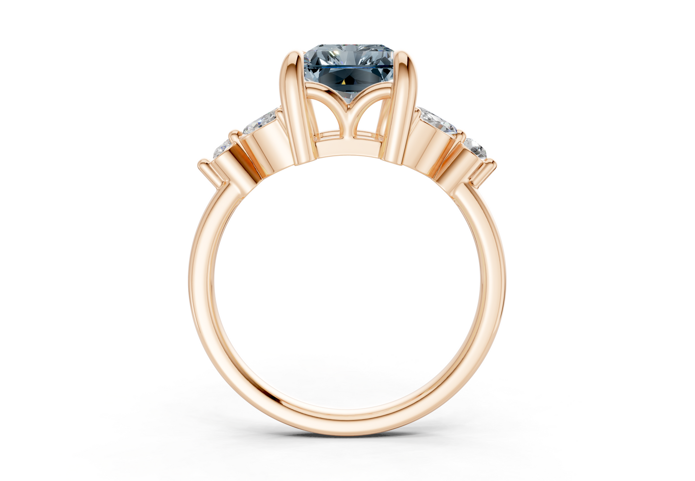 Elysium Blue Diamond Accent Radiant Cut 1.9mm Engagement Ring