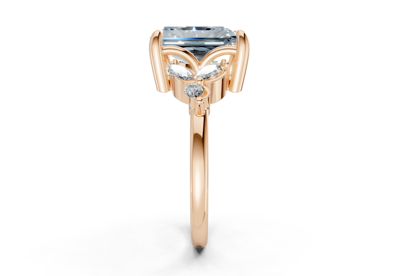 Elysium Blue Diamond Accent Radiant Cut 1.9mm Engagement Ring