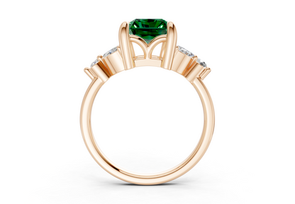 Elysium Emerald Gemstone Accent Radiant Cut 1.9mm Engagement Ring