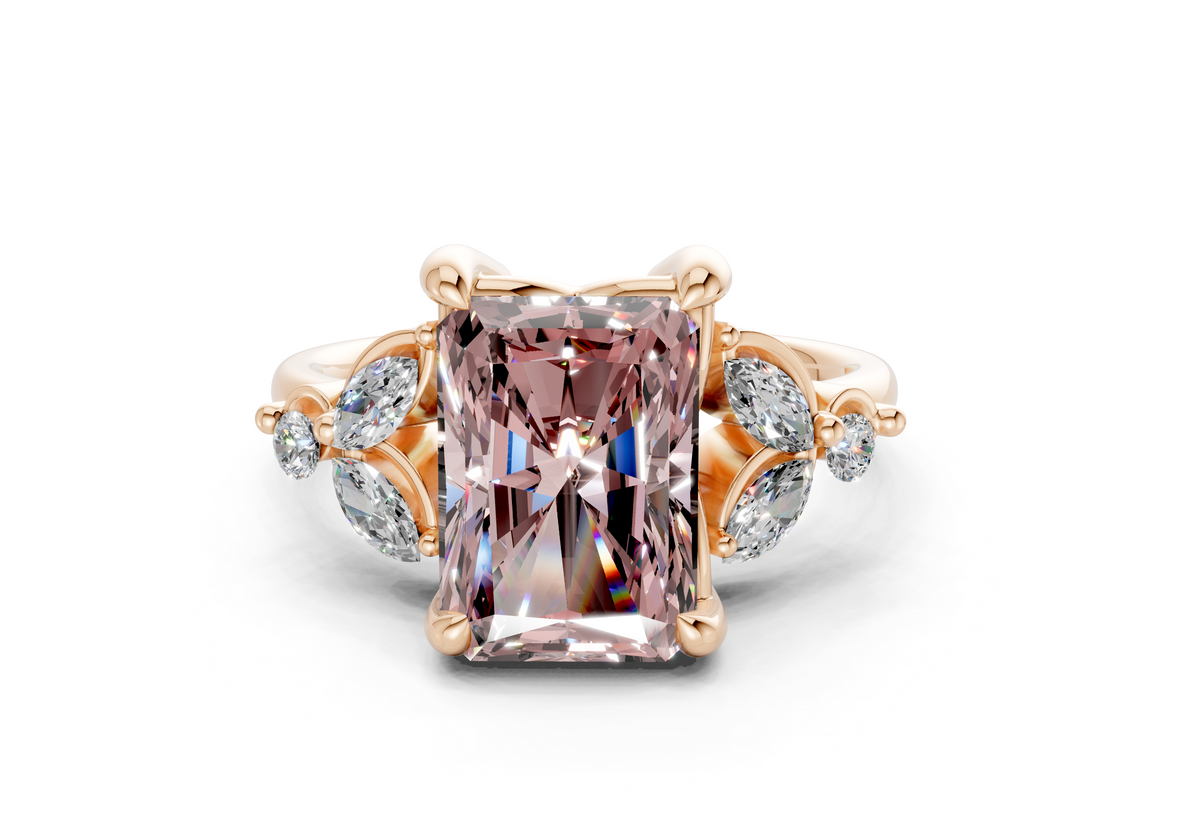 Elysium Pink Diamond Accent Radiant Cut 1.9mm Engagement Ring