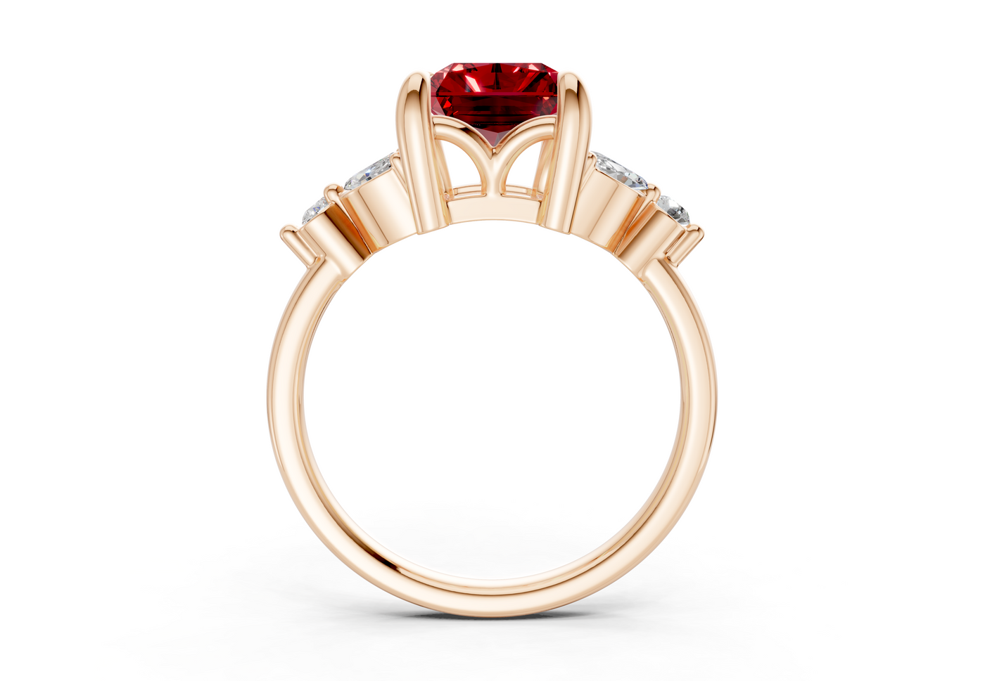 Elysium Ruby Gemstone Accent Radiant Cut 1.9mm Engagement Ring