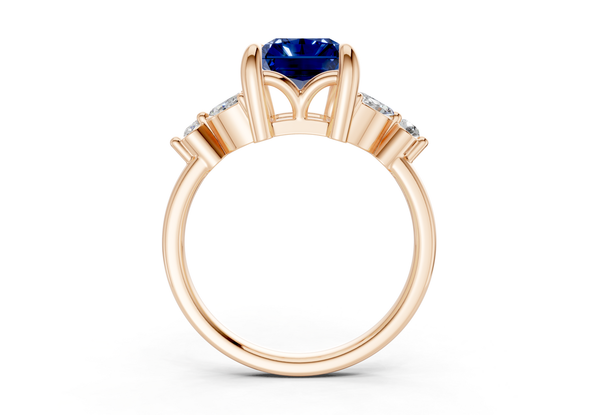 Elysium Sapphire Gemstone Accent Radiant Cut 1.9mm Engagement Ring