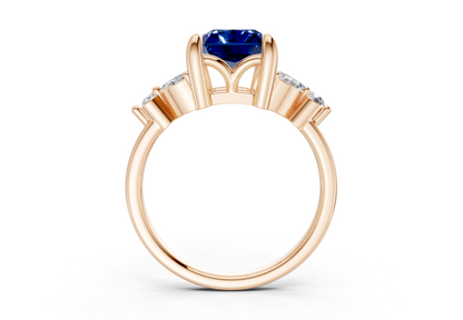 Elysium Sapphire Gemstone Accent Radiant Cut 1.9mm Engagement Ring