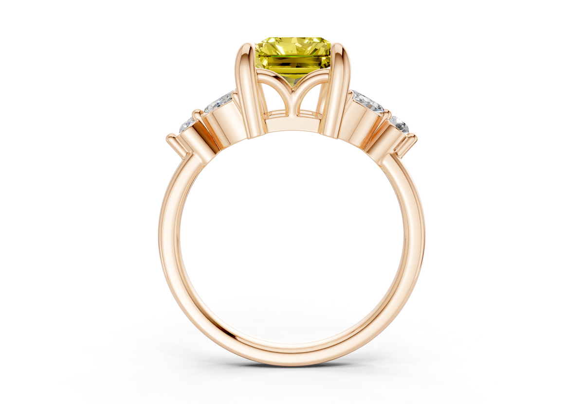 Elysium Yellow Diamond Accent Radiant Cut 1.9mm Engagement Ring