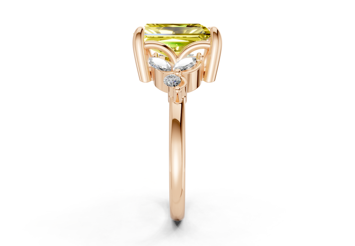 Elysium Yellow Diamond Accent Radiant Cut 1.9mm Engagement Ring