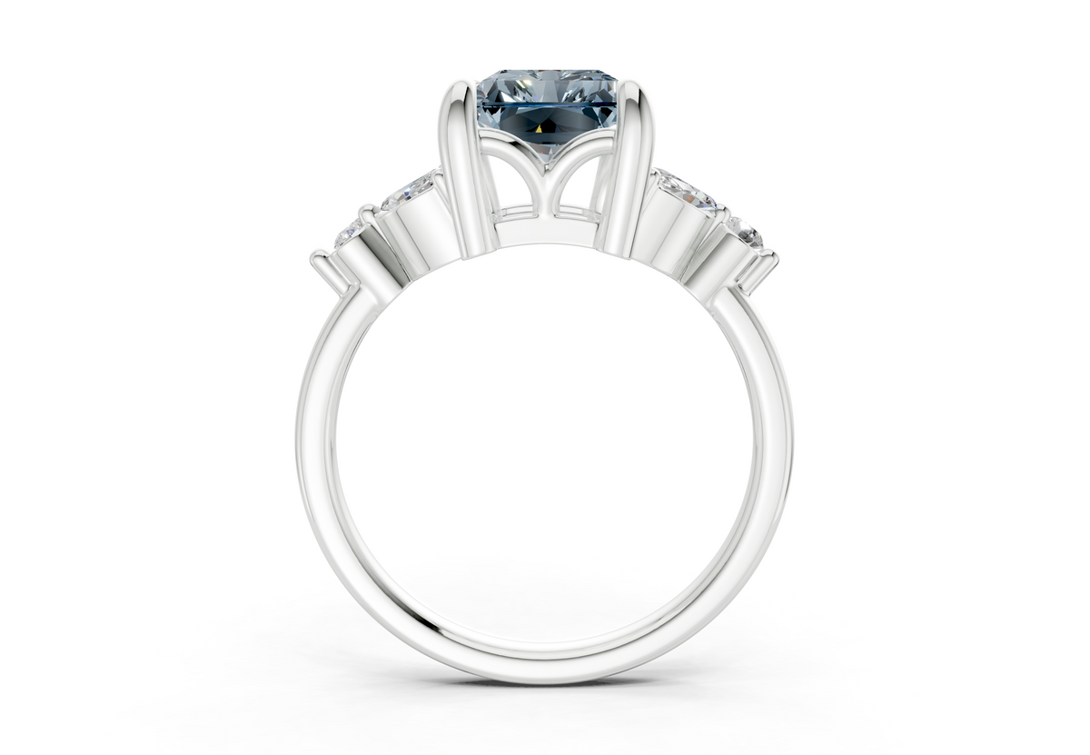 Elysium Blue Diamond Accent Radiant Cut 1.9mm Engagement Ring