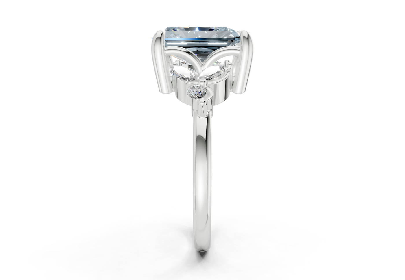 Elysium Blue Diamond Accent Radiant Cut 1.9mm Engagement Ring