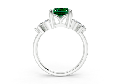 Elysium Emerald Gemstone Accent Radiant Cut 1.9mm Engagement Ring