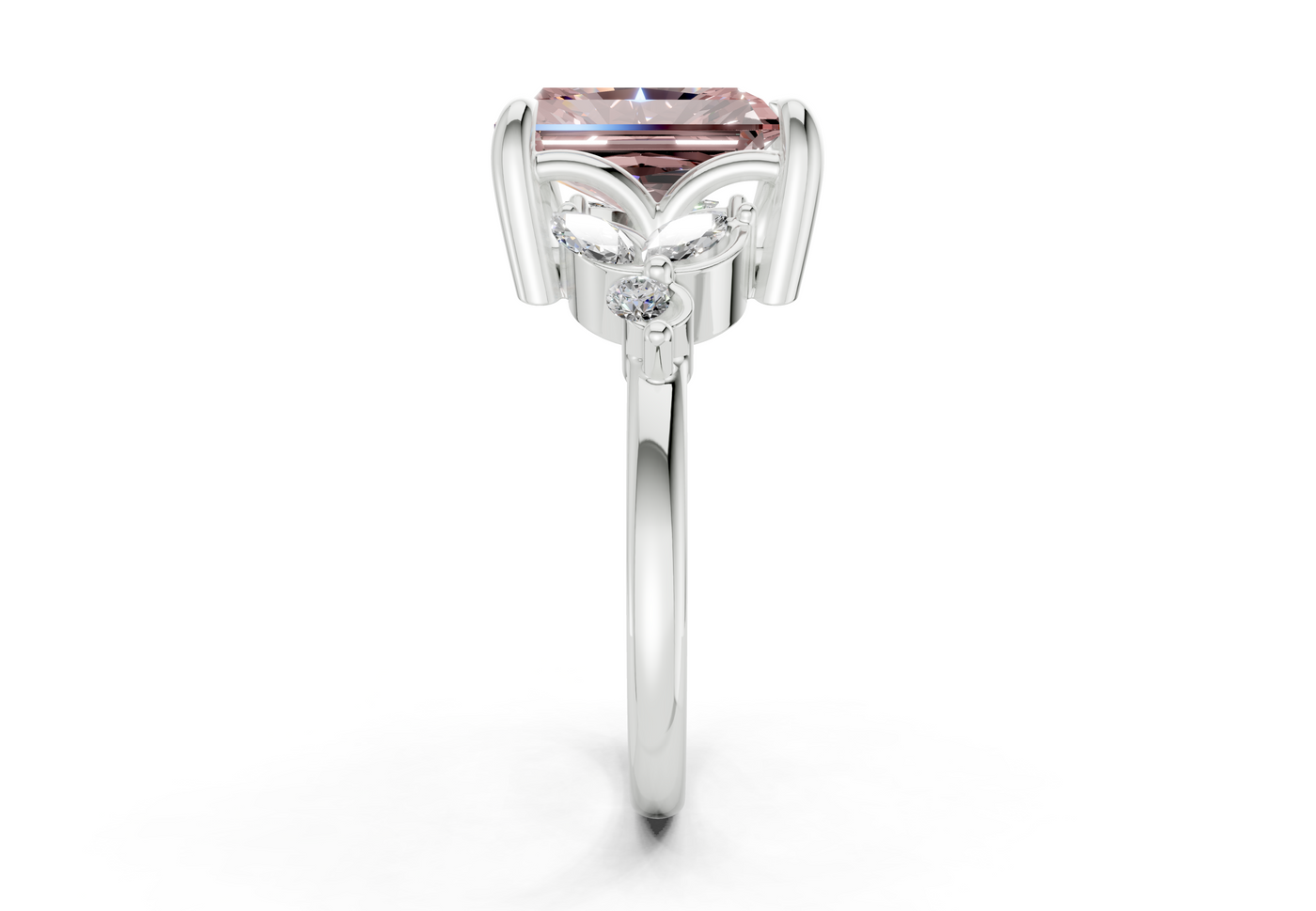 Elysium Pink Diamond Accent Radiant Cut 1.9mm Engagement Ring
