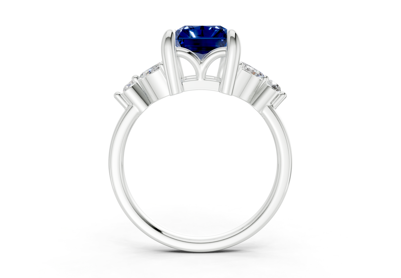 Elysium Sapphire Gemstone Accent Radiant Cut 1.9mm Engagement Ring