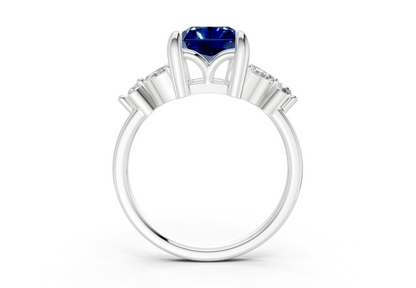 Elysium Sapphire Gemstone Accent Radiant Cut 1.9mm Engagement Ring
