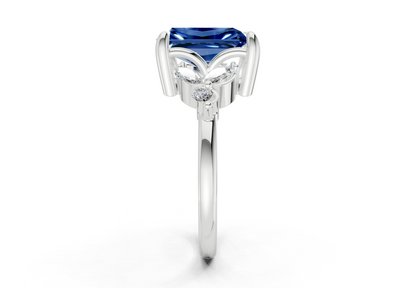 Elysium Sapphire Gemstone Accent Radiant Cut 1.9mm Engagement Ring