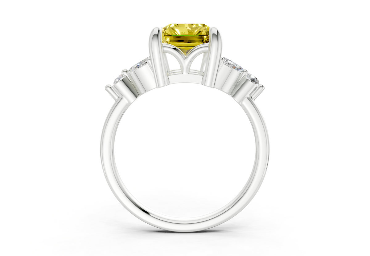 Elysium Yellow Diamond Accent Radiant Cut 1.9mm Engagement Ring