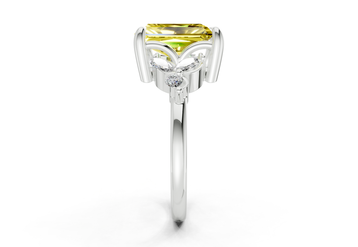 Elysium Yellow Diamond Accent Radiant Cut 1.9mm Engagement Ring
